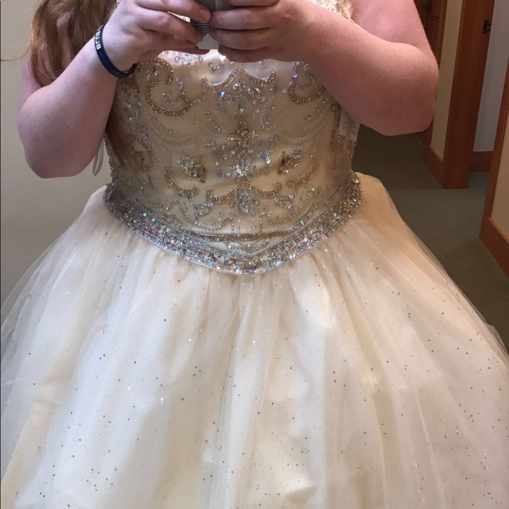 Champagne Poofy Sweet 16 dress